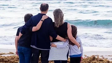 Familie på strand