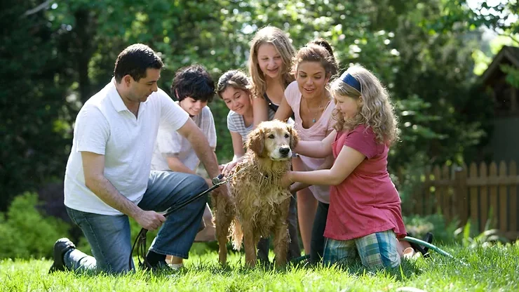 Familie med hund